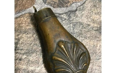 19thc Ornate Brass Powder Flask