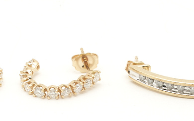 4 Pairs of Gold & Diamond Earrings