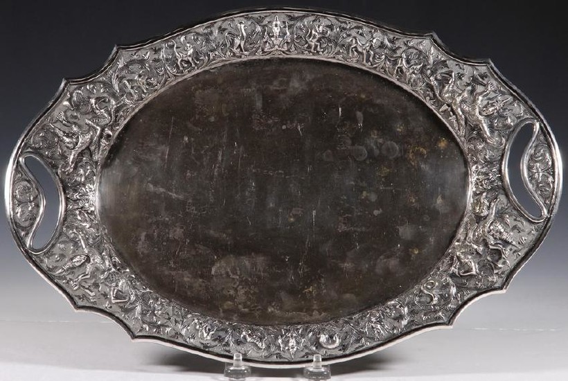 ASIAN SILVER REPOUSSE TRAY
