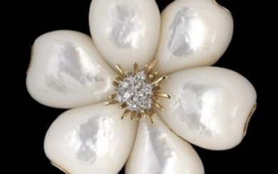 Mother-of-Pearl and Diamond Brooch