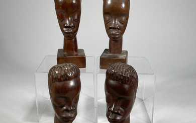 (4PC) CARVED AFRICAN BUSTS