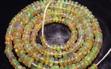 29.58 Ct Genuine 240 Drilled Round Opal Beads Necklace