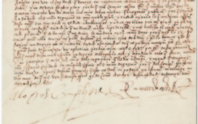 CORTÉS, Hernán (1485-1547), and GUZMÁN, Nuño de (c. 1485-1558). Letter signed (''Fernando Cortes'' with double rubric) to García de Llerena in Santiesteban del Puerto, Tenochtitlán, 12 June 1527.