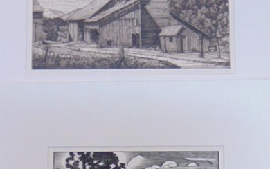 Two etchings, Julius Lankes & Luigi Lucioni, woodcut