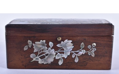 A 19TH CENTURY CHINESE MOTHER OF PEARL INLAID HARDWOOD BOX Q...