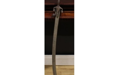 A 19th century Indian talwar, 80cm curved blade with armoure...