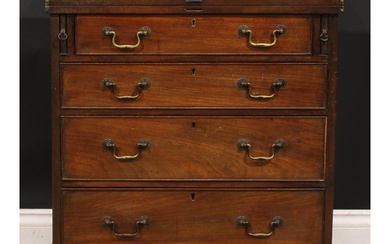 A 19th century mahogany bachelor’s chest, rectangular foldin...