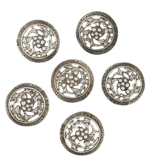 A CASED SET OF LATE VICTORIAN SILVER BUTTONS, the round