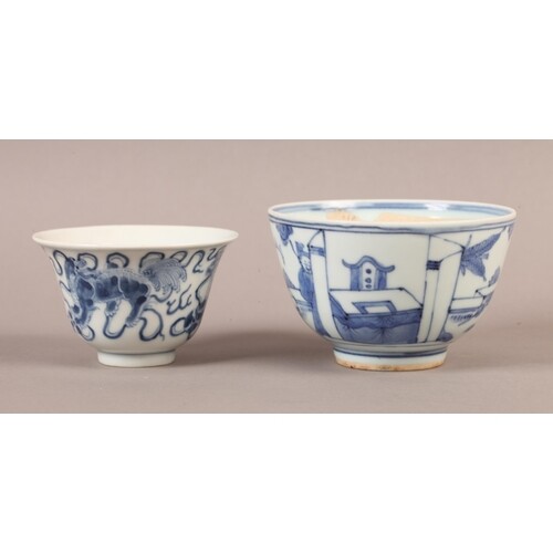A CHINESE PORCELAIN CIRCULAR FOOTED BOWL decorated in underg...