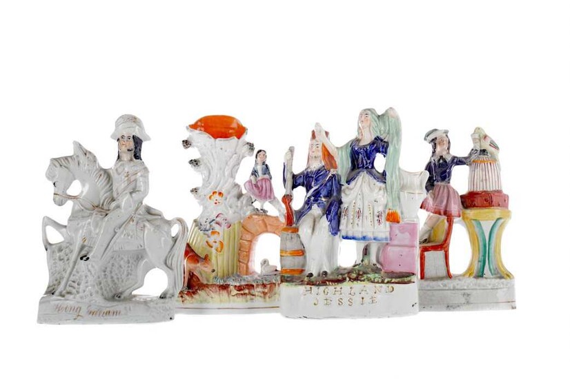 A COLLECTION OF FOUR MID-19TH CENTURY STAFFORDSHIRE FLATBACK FIGURES