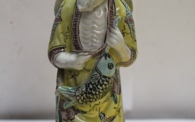 A Chinese Famille Juane Fisherman Figure