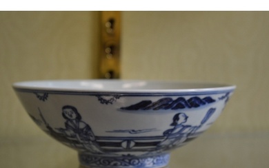 A Chinese blue and white decorated circular bowl.