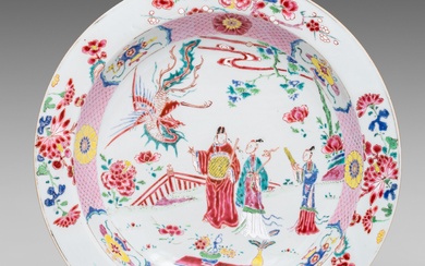 A Chinese famille rose 'Immortal' deep plate, Yongzheng period, dia 34,5 cm