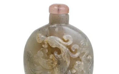 A Chinese grey jade 'phoenix' snuff bottle Qing dynasty, 18th/19th century Very...