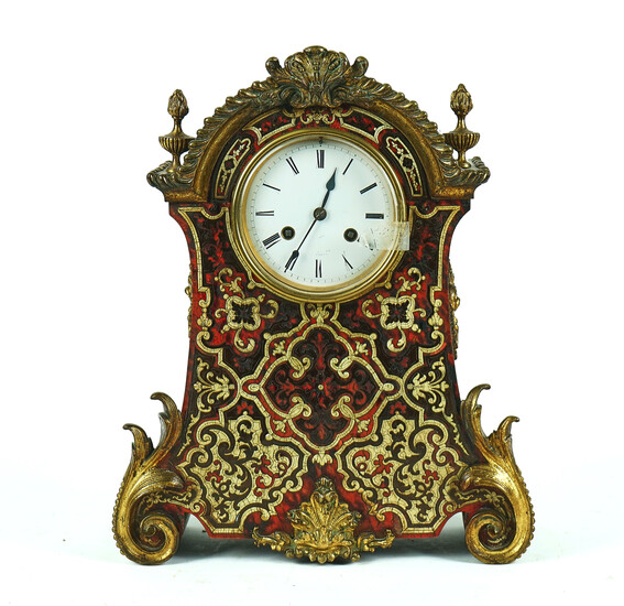 A FRENCH BOULLE MANTEL CLOCK