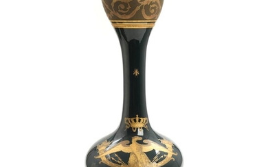 NOT SOLD. A French ceramic vase, decorated with crowned eagle in gilt on vert Empire ground. Gustave Asch. C. 1900. H. 61 cm. – Bruun Rasmussen Auctioneers of Fine Art