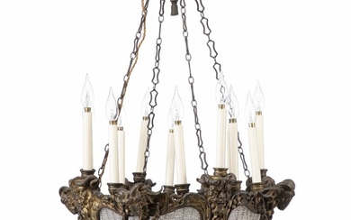 SOLD. A French gilt bronze and glass bead chandelier. Late 19th century. H. 94 cm. Diam. 62 cm. – Bruun Rasmussen Auctioneers of Fine Art