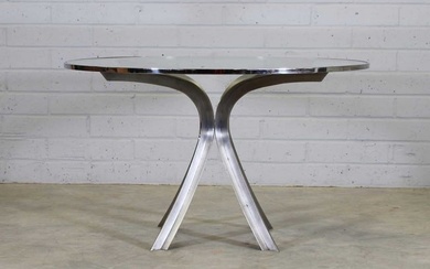 A French modernist stainless steel centre table