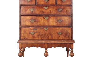 A GEORGE I WALNUT CHEST ON STAND early 18th century and lat...