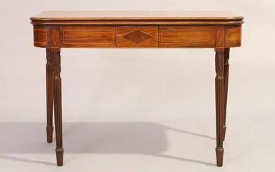 A George III inlaid mahogany tea table, last quarter 18th century, with...