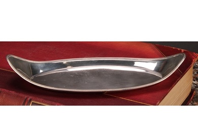 A George III silver boat shaped snuffer tray, beaded border,...