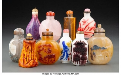 A Group of Ten Chinese Snuff Bottles Marks to on