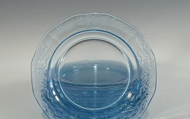 A LOT OF 11 VINTAGE FOSTORIA JUNE AZURE BLUE DEPRESSION GLASS SALADE/DESSERT PLATES