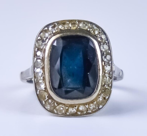 A Late 19th/Early 20th Century Sapphire and Diamond Ring,...