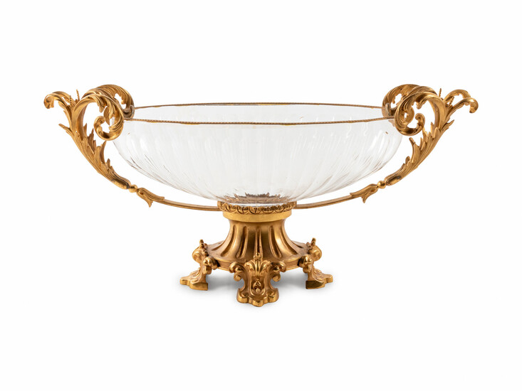 A Louis XVI Style Gilt Bronze Mounted Cut Glass Center Bowl