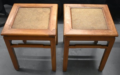 A PAIR OF 19TH CENTURY CHINESE CARVED HARDWOOD STANDS. 50 x 40cm
