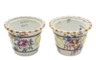 A PAIR OF MID 18TH CENTURY MINIATURE PLANT POTS Possibly Lon...