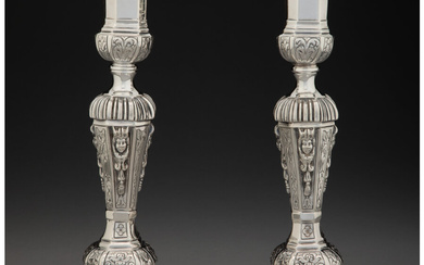 A Pair of Jean Puiforcat Silver Candlesticks Retailed by Tiffany & Co. (mid to late 19th century)