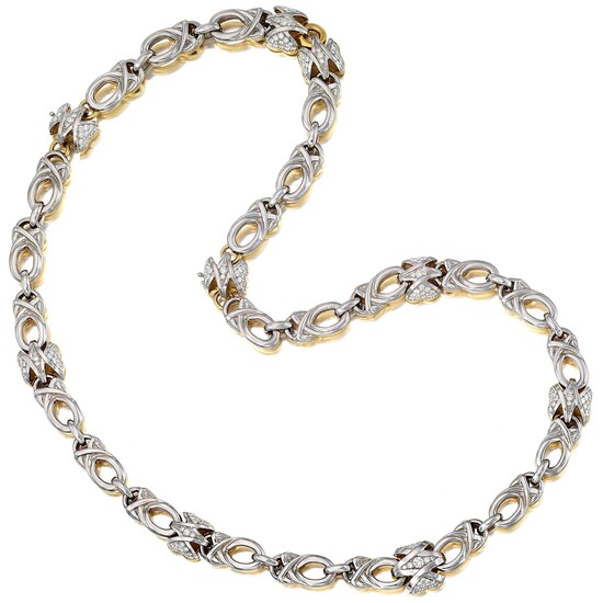 A Reversible Diamond, Platinum, and Gold Necklace/Bracelet