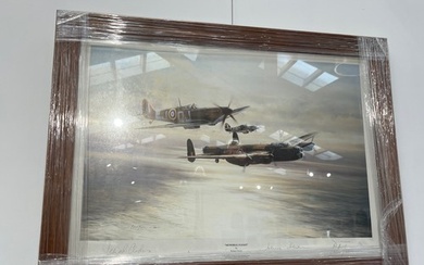 A Robert Taylor print 'Memorial Flight' signed by Leonard Ch...