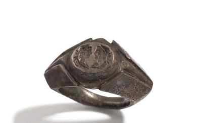 A Roman Silver Finger Ring with a Double Portait of Roman Emperors