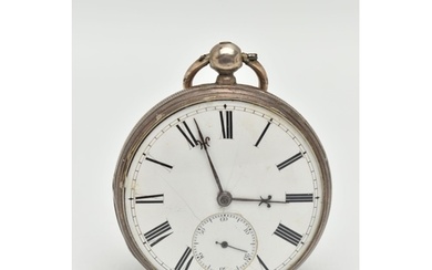 A SILVER MID VICTORIAN OPEN FACE POCKET WATCH, key wound mov...