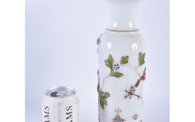 A VERY RARE EARLY 19TH CENTURY ENAMELLED OPALINE GLASS VASE ...