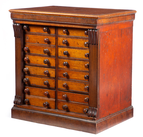 A VICTORIAN MAHOGANY COLLECTOR'S CHEST