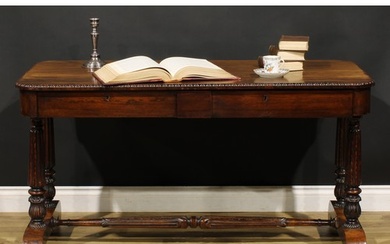 A William IV rosewood library table, in the manner of Gillow...