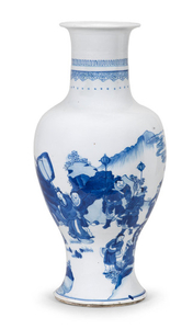 A blue and white 'King Wen and Jiang Taigong' baluster vase