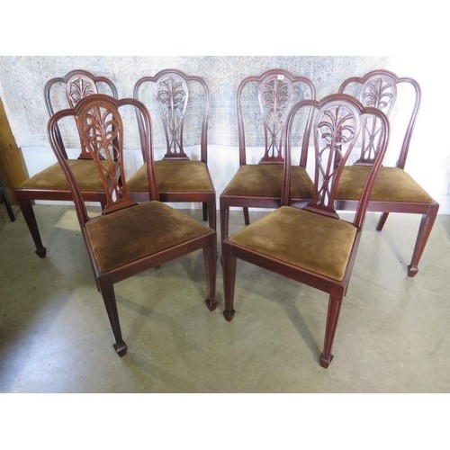 A circa 1900s set of six mahogany dining chairs with drop in...