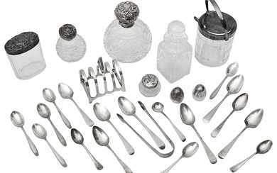 A collection of silver and electroplated items