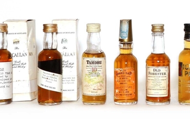 A collection of whisky and bourbon miniatures