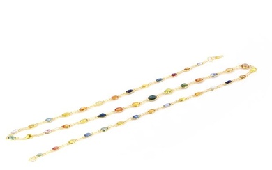 A gold varicoloured sapphire necklace
