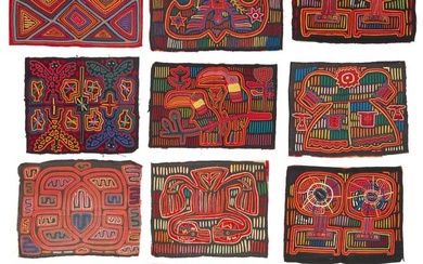 A group of Panamanian mola textiles