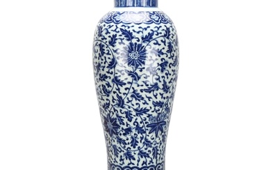 A large Chinese blue and white baluster vase with floral dec...