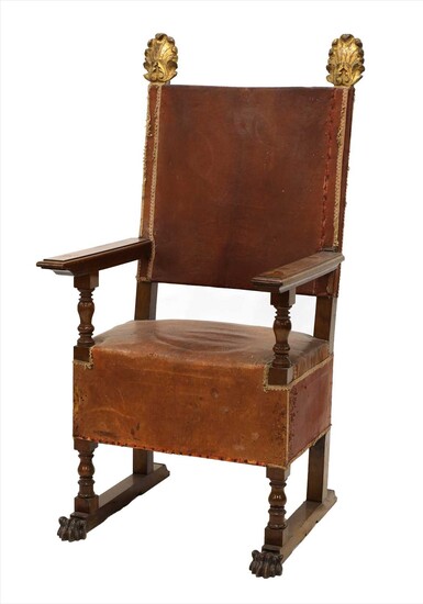 A large Spanish walnut throne chair