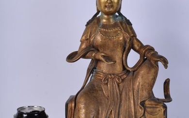A large gilt bronze Sino Tibetan Diety 40 cm.