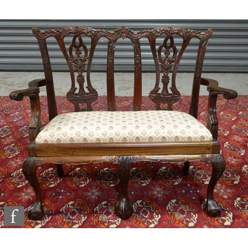 A late 20th Century mahogany reproduction miniature two seat...