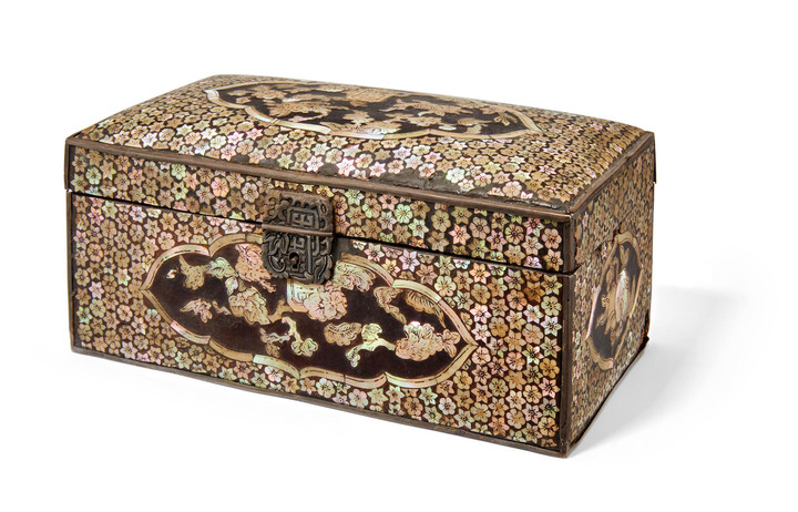 A mother-of-pearl inlaid box